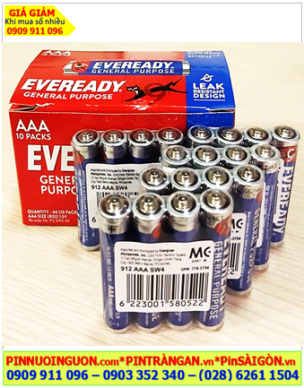 COMBO 01hộp=40viên Pin 1.5v Eveready 912 AAA SW4 /R03 Indonesia _Giá chỉ 95.000/Hộp 40viên